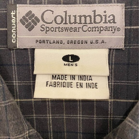 Columbia Convest Shirt Mens Large Grey Plaid Button Up Plaid Short‎ Sleeves - Picture 4 of 9